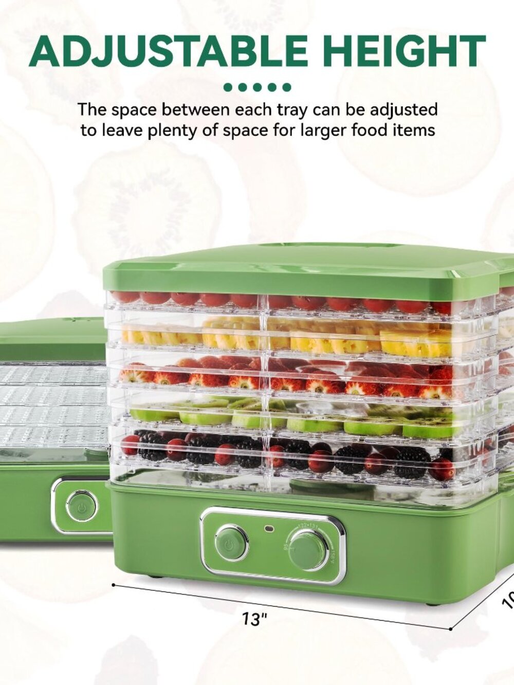PUKOMC Food Dehydrator BPA-Free Stackable Tray Adjustable Temperature - Picture 4 of 7